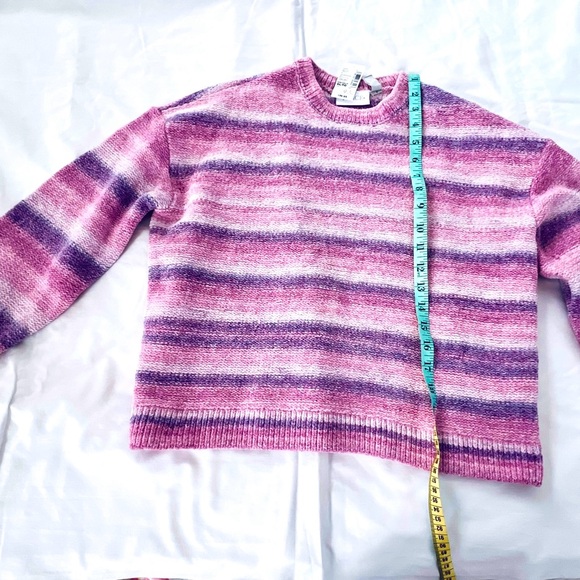 NWT- Girls striped pink purple multi color long sleeve sweater. - Picture 4 of 8